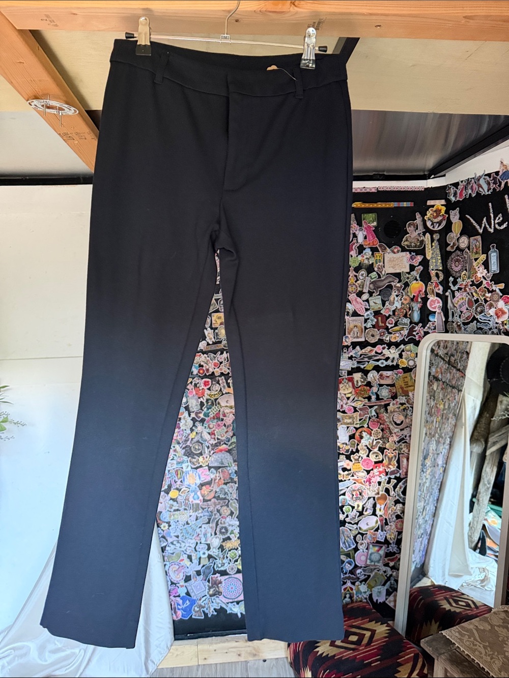 Free People Black Straight-Leg Pull-On Pants